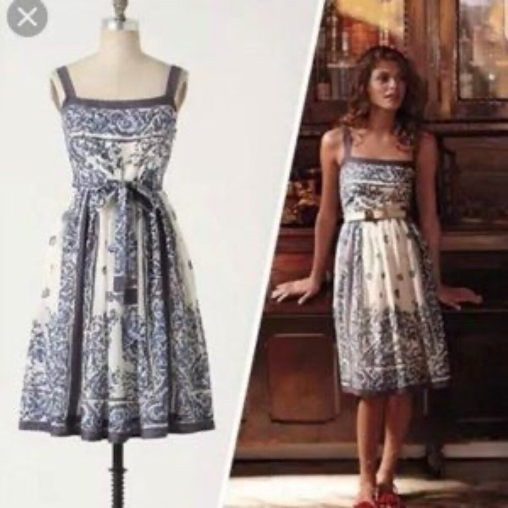 Maeve by Anthropologie Sleeveless Cotton Floral Midi Dress